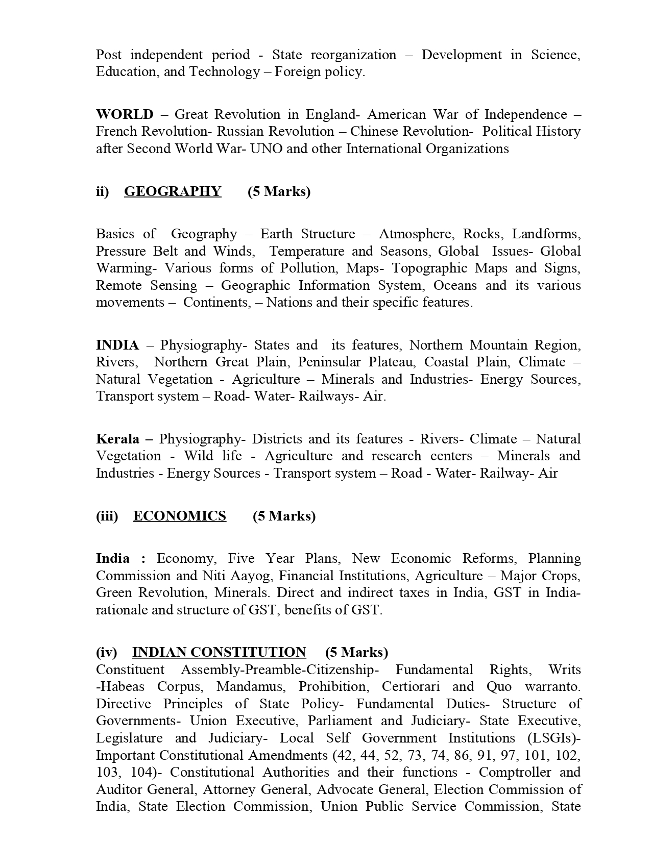 PSC Computer Programmer Syllabus